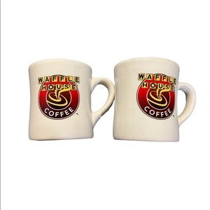 Pair of Diner TUXTON Rounded WAFFLE HOUSE Coffee Cup Heavy Ceramic Mug